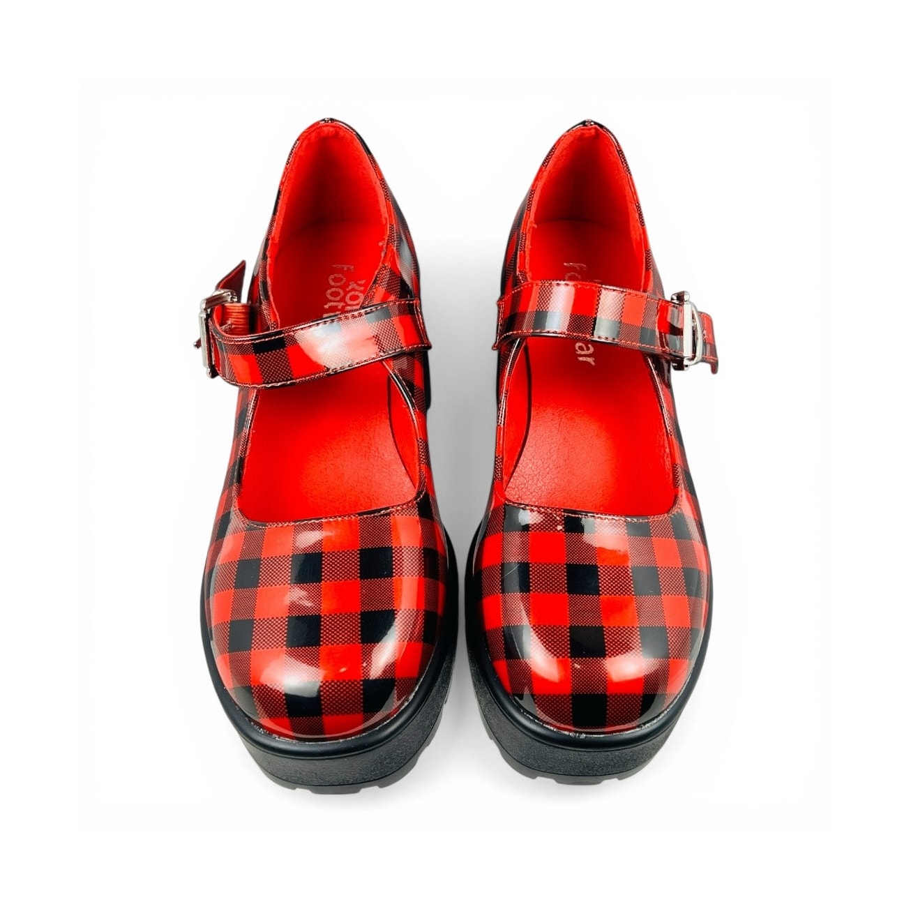 Koi Footwear Red Black Plaid Platform Mary Jane Chunky Lug Heel Size Eu 36 — image 3 of 8